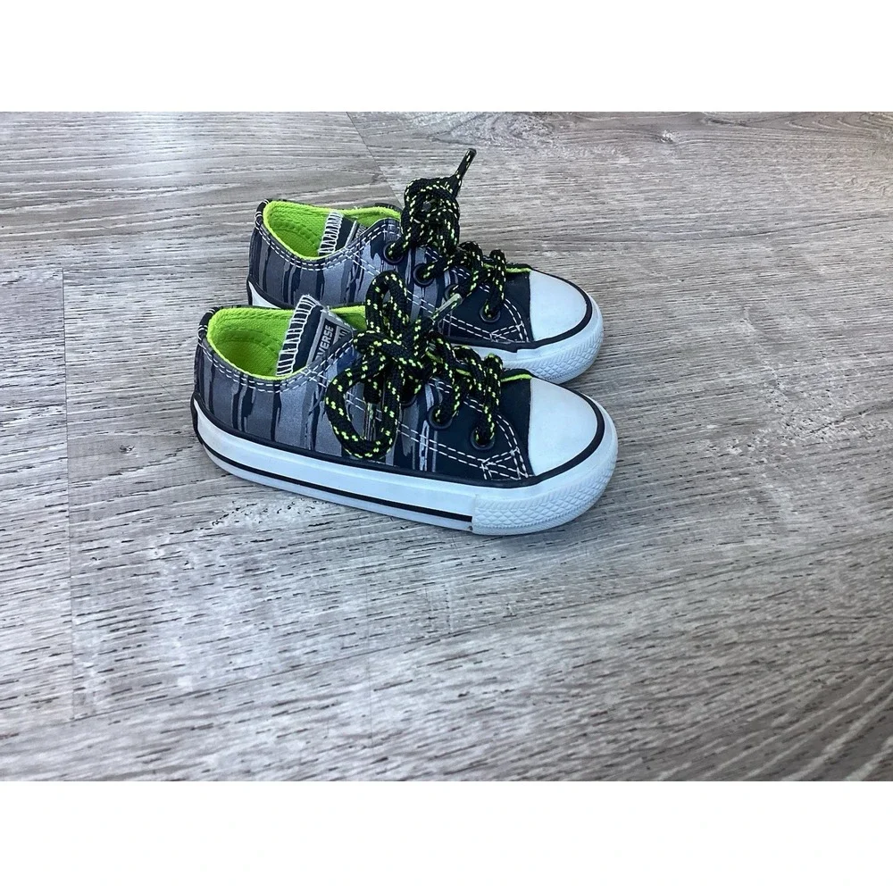 Converse Chuck Taylor All Star Baby 5 Oxford Black/Bold Lime 754410C Dinosaur